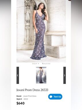 Jovani Prom Dress 26533 - Luxury Navy Sequin Gown - SZ 10 (Pristine / Worn Once)